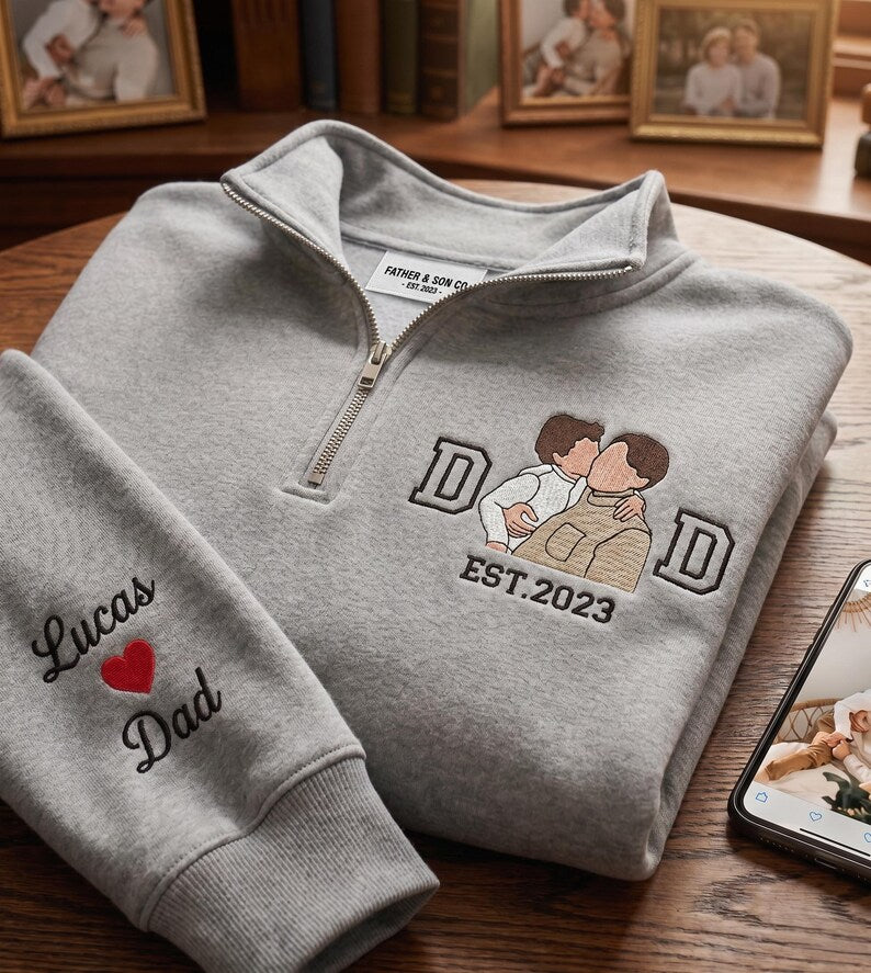 personalized-photo-embroidered-dad-quarter-zip-sweatshirt-custom-fathers-day-gift