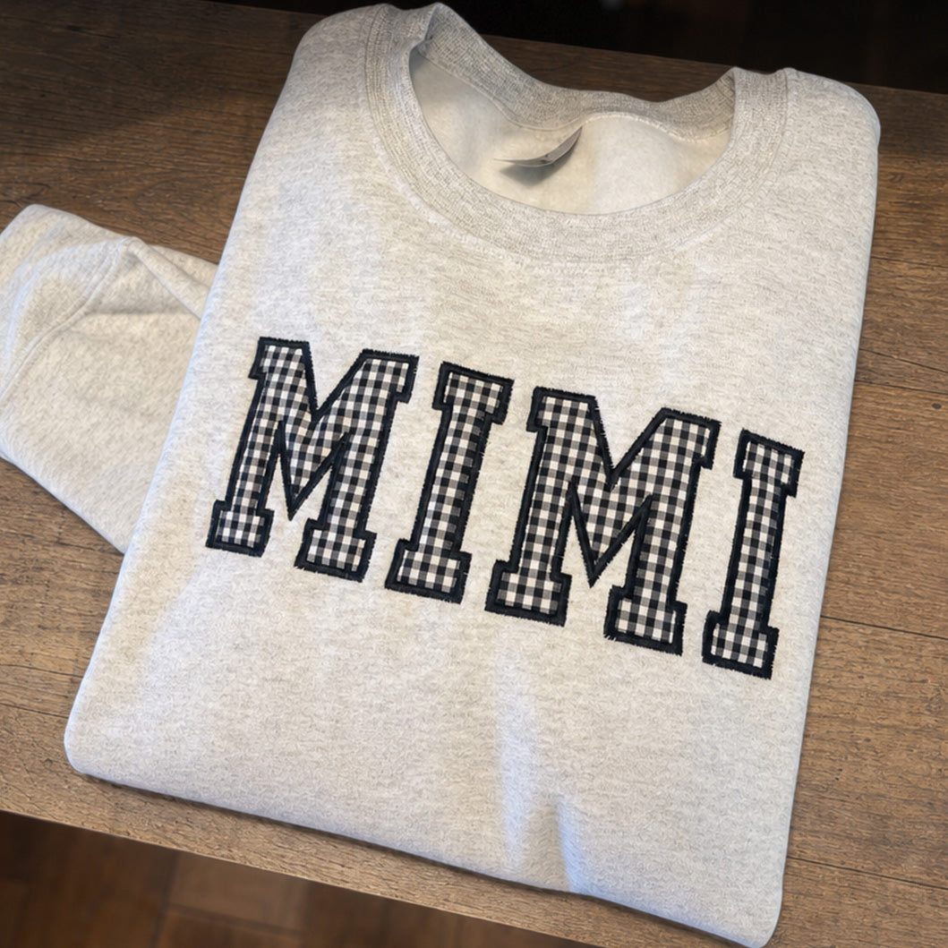 custom-gingham-applique-sweatshirt-personalized-varsity-gift-for-mom-mimi