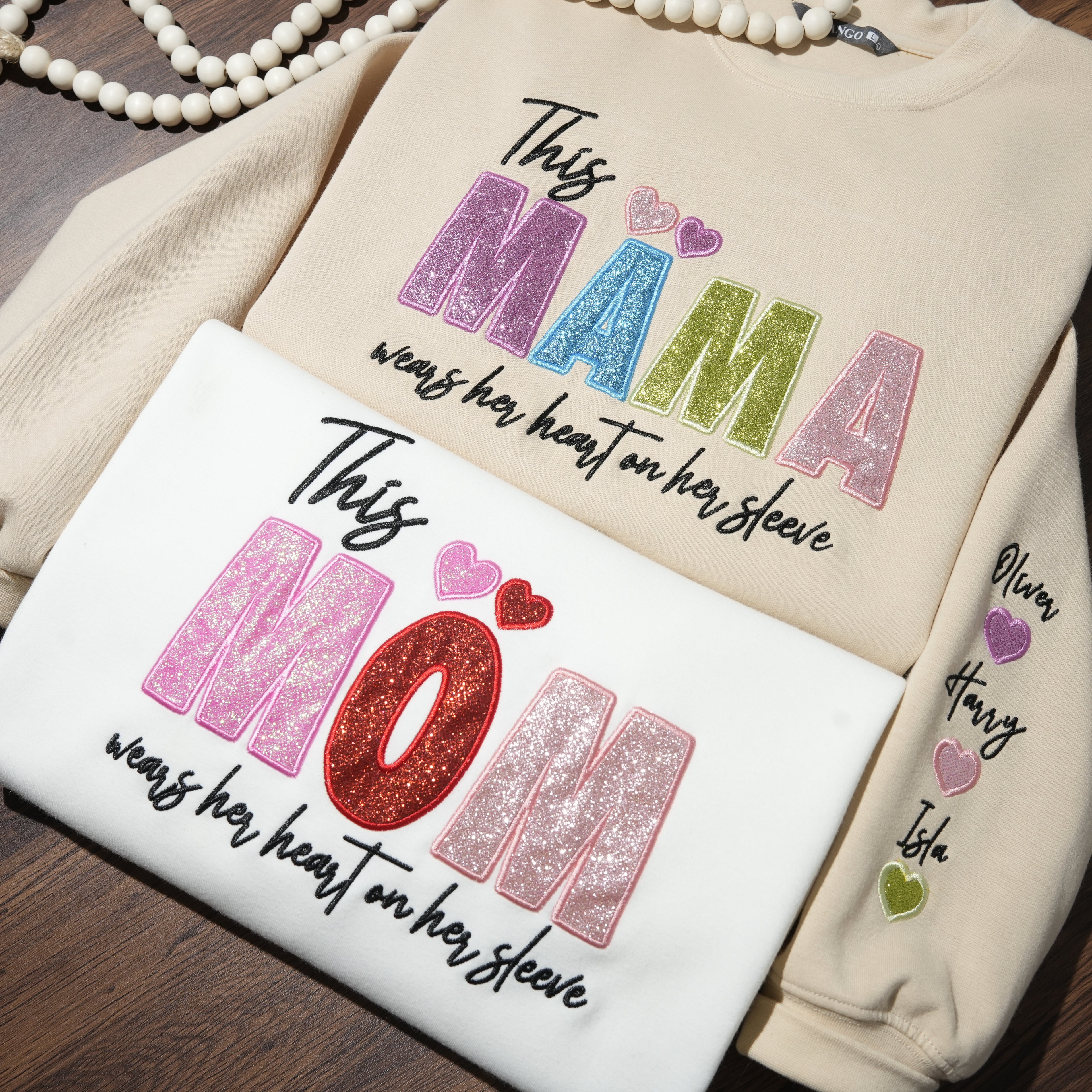 custom-mama-mom-wear-heart-on-her-sleeve-sequin-sweatshirt-with-kids-names-mothers-day-gifts