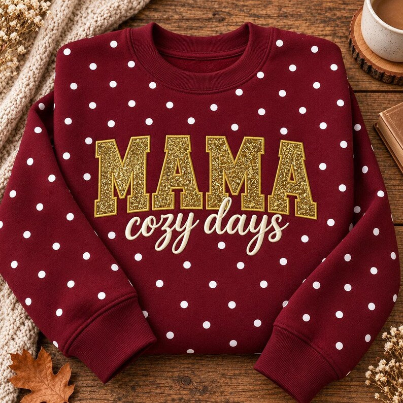 custom-polka-dot-sweatshirt-with-glitter-applique-personalized-mama-cozy-days-crewneck-gift-for-mom