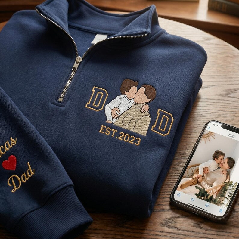 personalized-photo-embroidered-dad-quarter-zip-sweatshirt-custom-fathers-day-gift