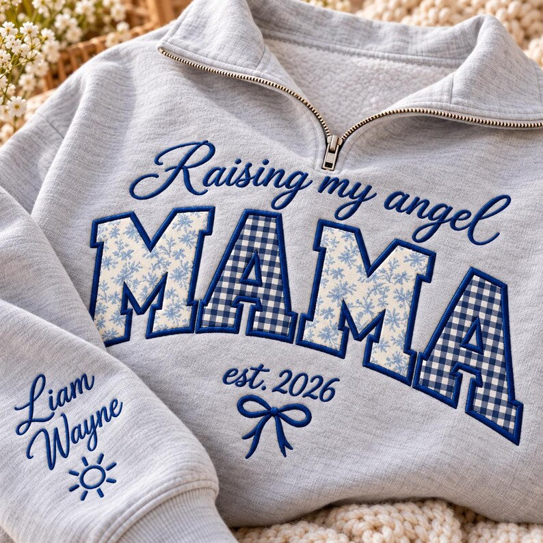 personalized-raising-my-angel-mama-quarter-zip-sweatshirt-custom-name-embroidered-mom-pullover-with-kids-names-on-sleeve