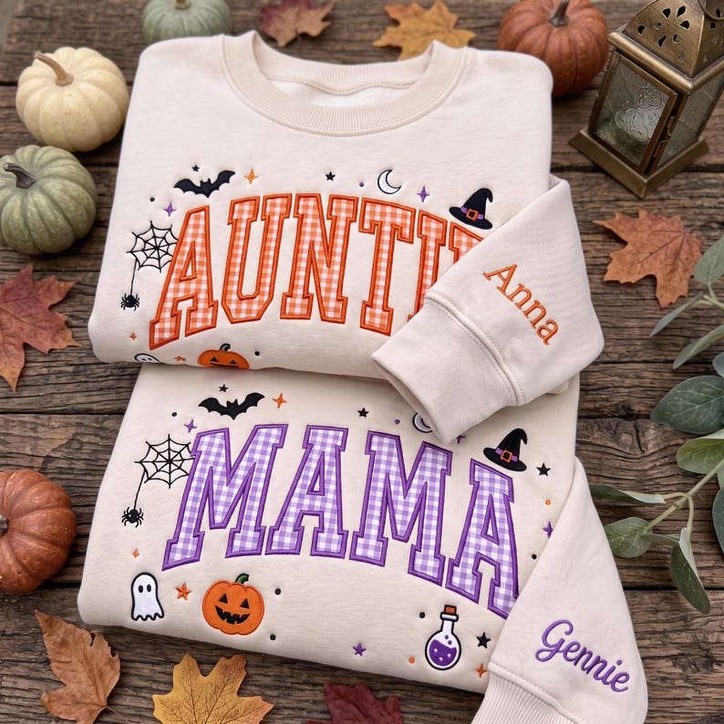personalized-halloween-mama-sweatshirt-custom-name-embroidery-gingham-applique-crewneck-with-spooky-details