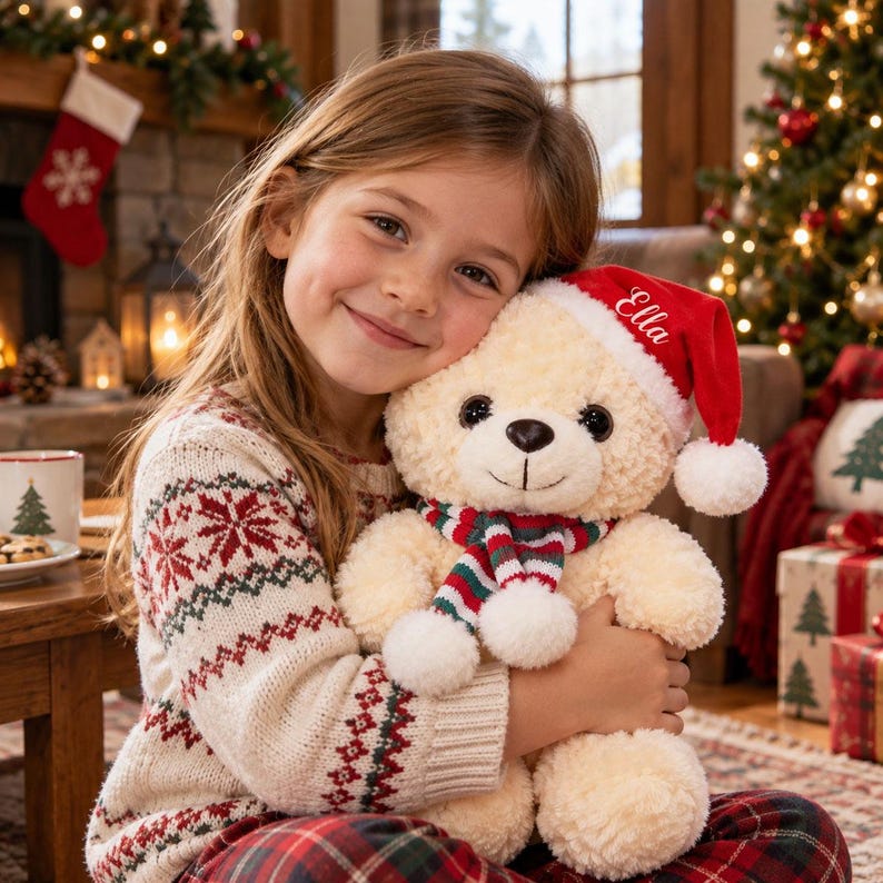 personalized-christmas-teddy-bear-with-custom-name-soft-plush-santa-bear-with-scarf-holiday-gift-for-kids-babies