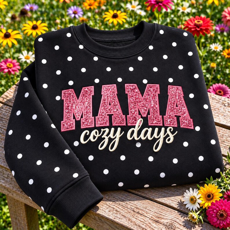 custom-polka-dot-sweatshirt-with-glitter-applique-personalized-mama-cozy-days-crewneck-gift-for-mom