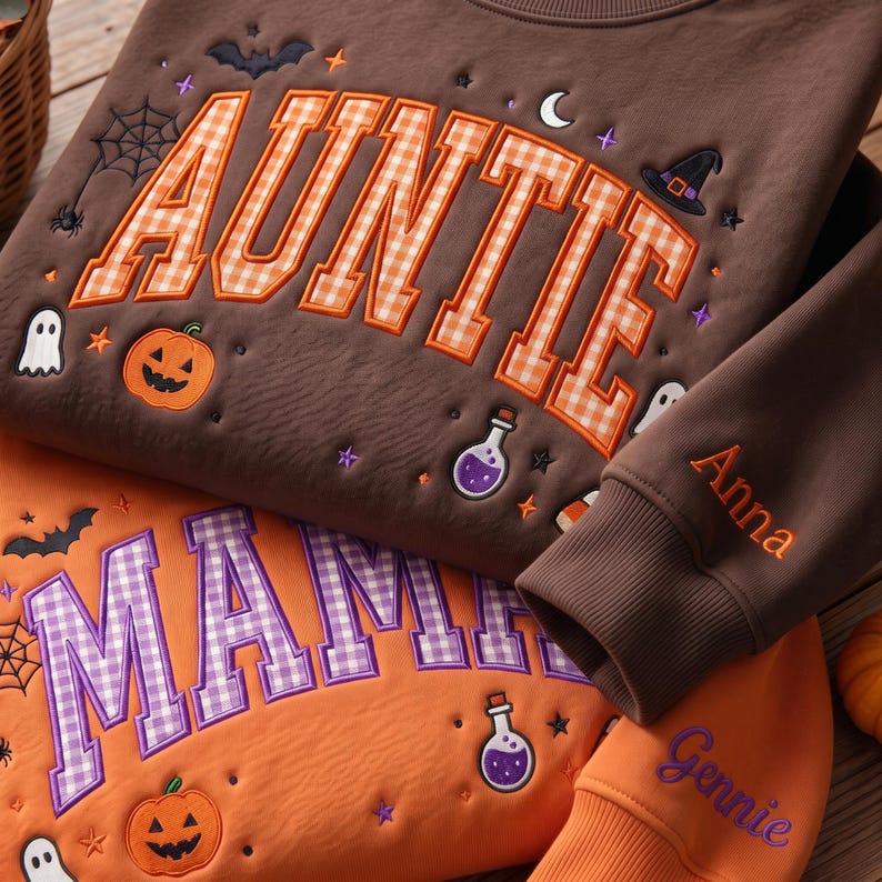 personalized-halloween-mama-sweatshirt-custom-name-embroidery-gingham-applique-crewneck-with-spooky-details