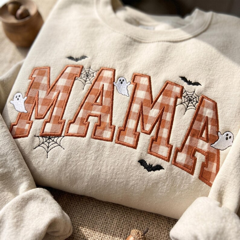 personalized-halloween-sweatshirt-mama-dada-buffalo-plaid-ghost-sweatshirt