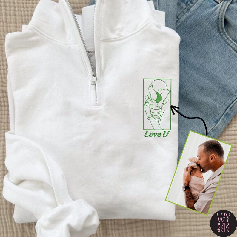 custom-embroidered-photo-line-art-quarter-zip-for-dad-fathers-day-gift