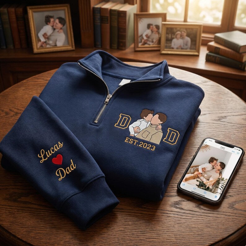 personalized-photo-embroidered-dad-quarter-zip-sweatshirt-custom-fathers-day-gift
