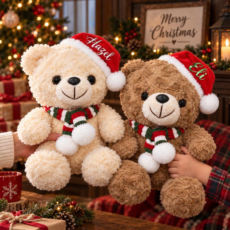 personalized-christmas-teddy-bear-with-custom-name-soft-plush-santa-bear-with-scarf-holiday-gift-for-kids-babies