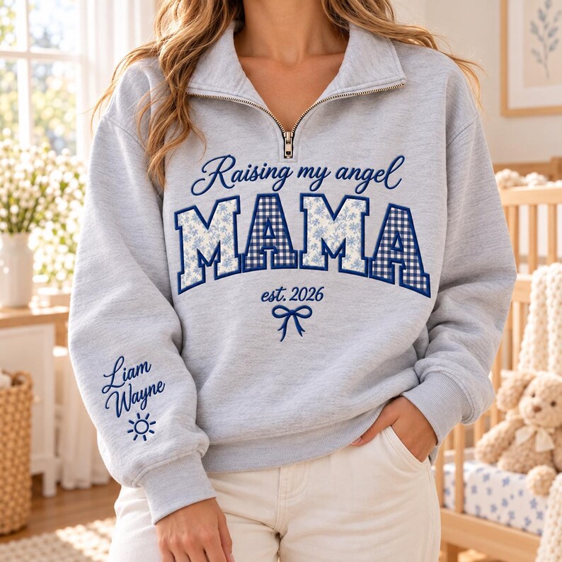 personalized-raising-my-angel-mama-quarter-zip-sweatshirt-custom-name-embroidered-mom-pullover-with-kids-names-on-sleeve
