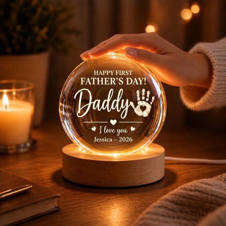 personalized-first-fathers-day-led-crystal-ball-night-light-custom-gift-with-baby-handprint-name-year-for-daddy