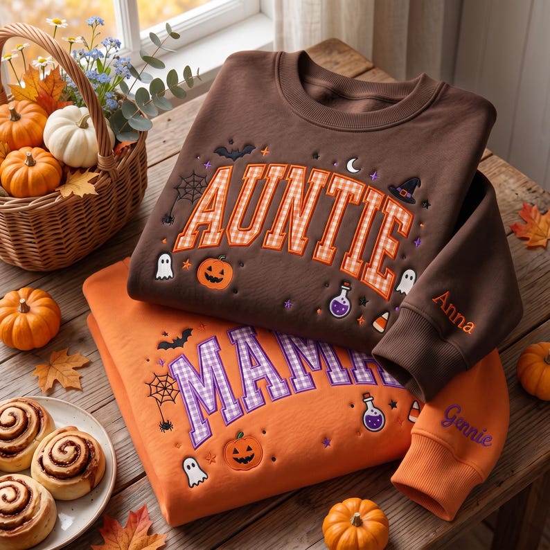 personalized-halloween-mama-sweatshirt-custom-name-embroidery-gingham-applique-crewneck-with-spooky-details