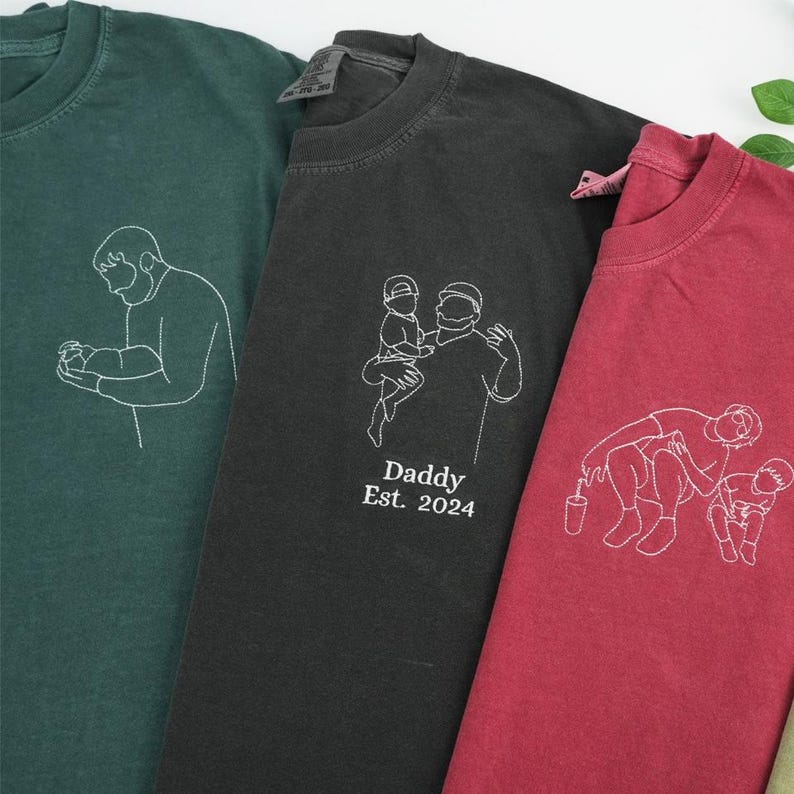 custom-embroidered-dad-kid-portrait-outline-shirt-fathers-day-gift