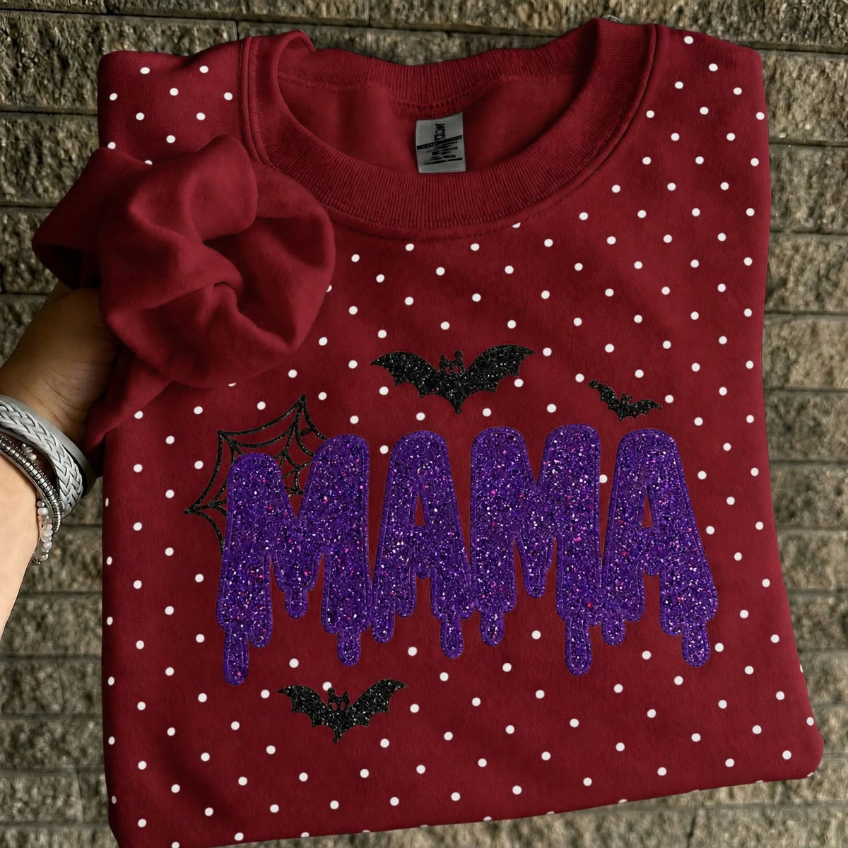 personalized-halloween-mama-glitter-embroidered-polka-dot-sweatshirt