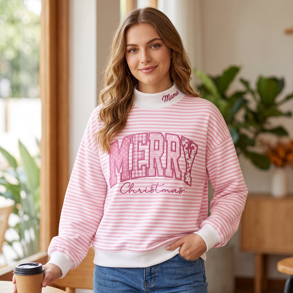 custom-striped-mock-neck-christmas-sweatshirt-merry-christmas-patchwork-applique-pullover