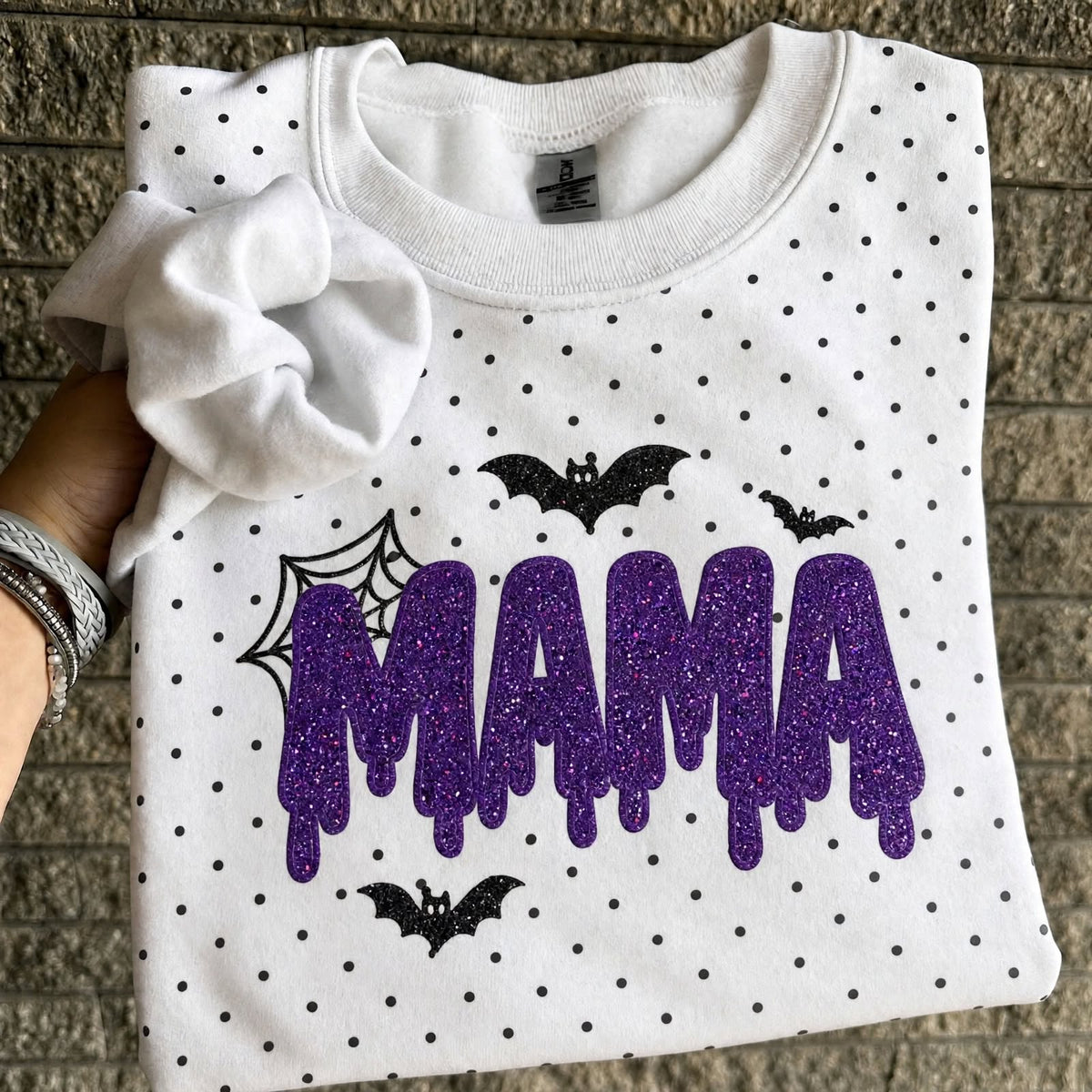 personalized-halloween-mama-glitter-embroidered-polka-dot-sweatshirt