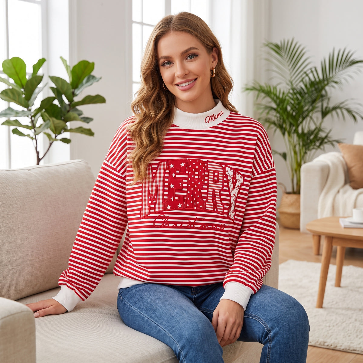 custom-striped-mock-neck-christmas-sweatshirt-merry-christmas-patchwork-applique-pullover