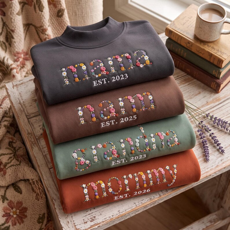 personalized-floral-embroidered-mock-neck-sweatshirt-custom-mama-grandma-pullover-with-est-year