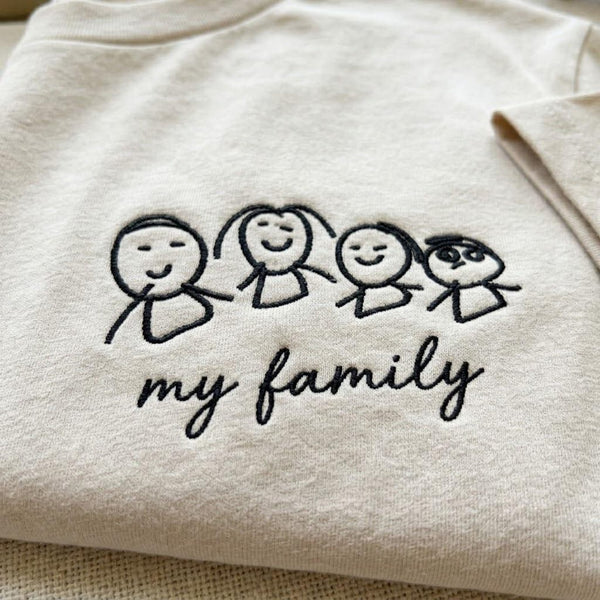 custom-family-photo-handwriting-embroidered-sweatshirt-personalized-minimalist-line-art-keepsake-gift