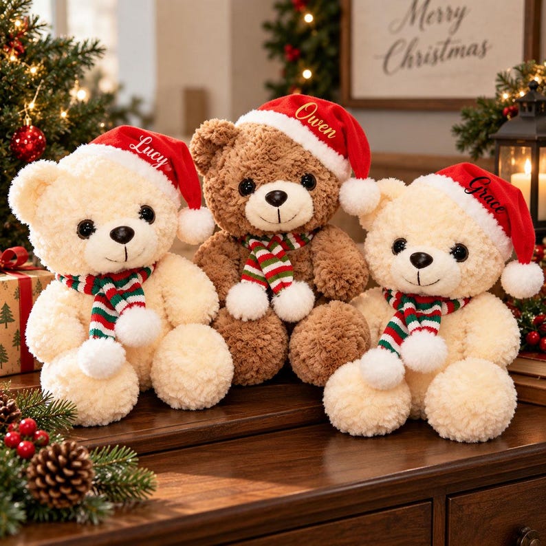 personalized-christmas-teddy-bear-with-custom-name-soft-plush-santa-bear-with-scarf-holiday-gift-for-kids-babies