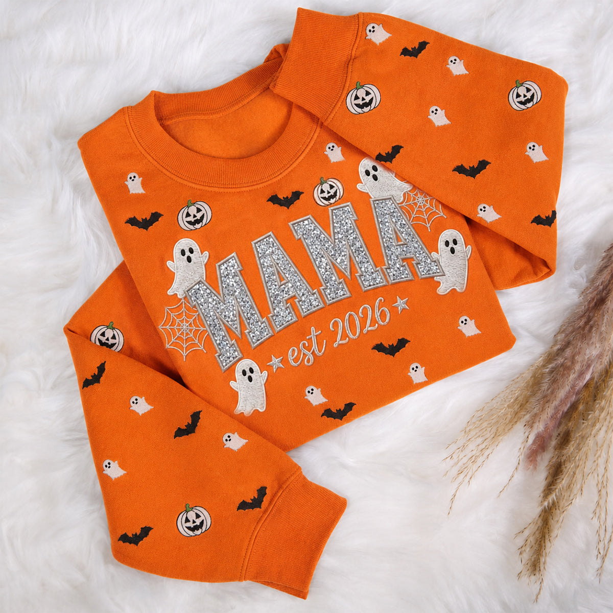 custom-sparkle-mama-halloween-sweatshirt-glitter-embroidered-ghost-pumpkin-pullover