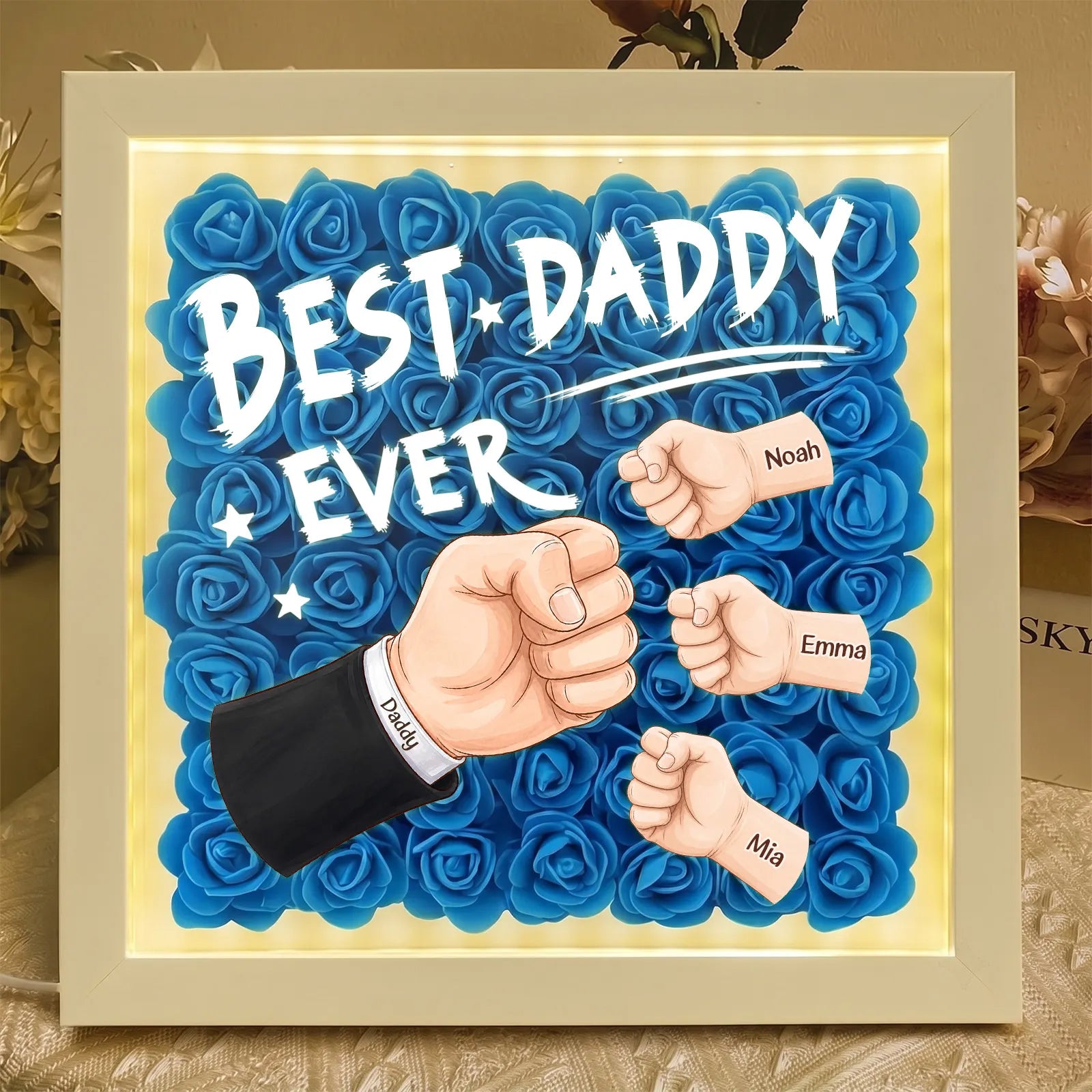 personalized-best-dad-ever-fist-bump-shadow-box-with-watch-strap-braided-cord-custom-fathers-day-gift-with-kids-names