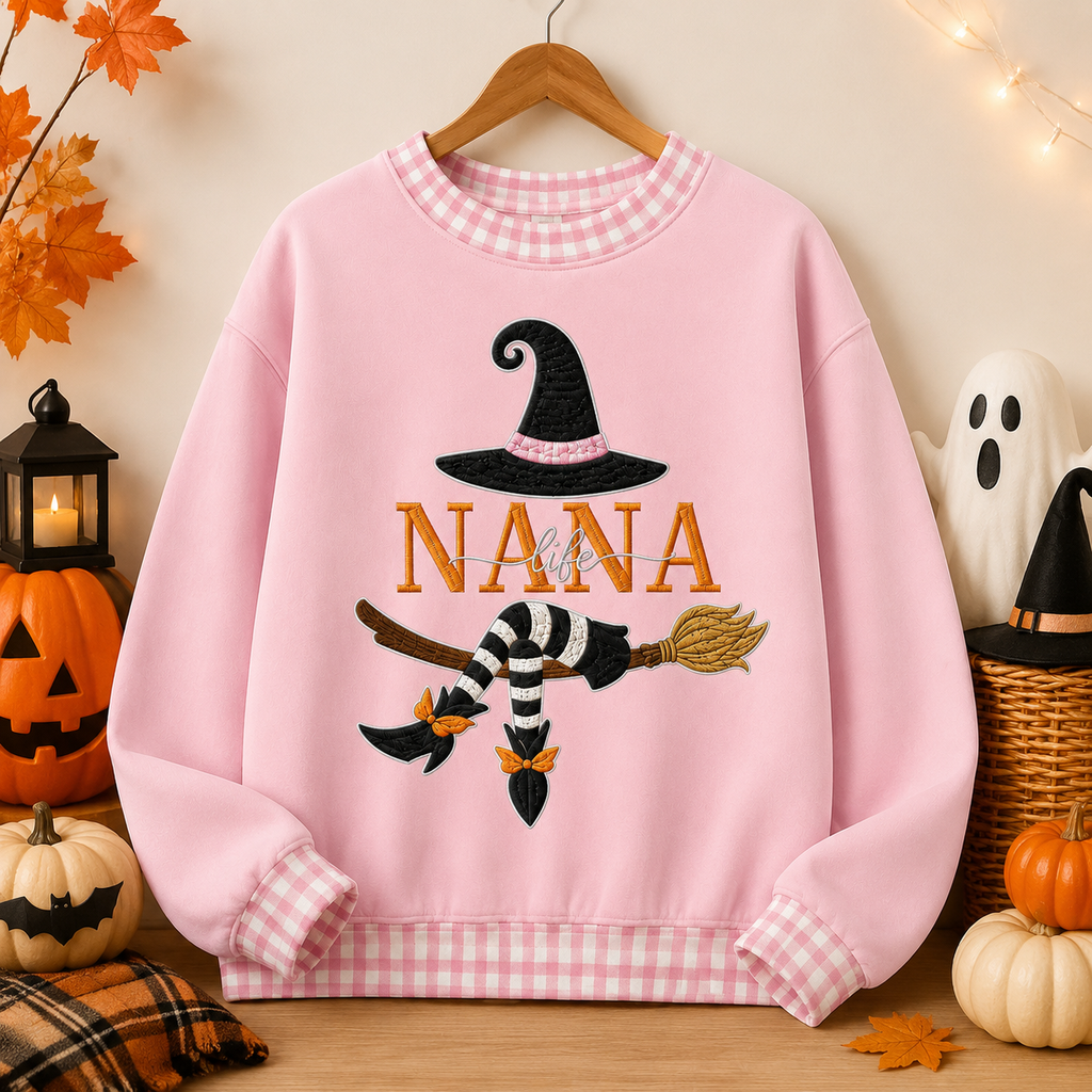 custom-name-gingham-witch-embroidery-sweatshirt-personalized-halloween-pullover