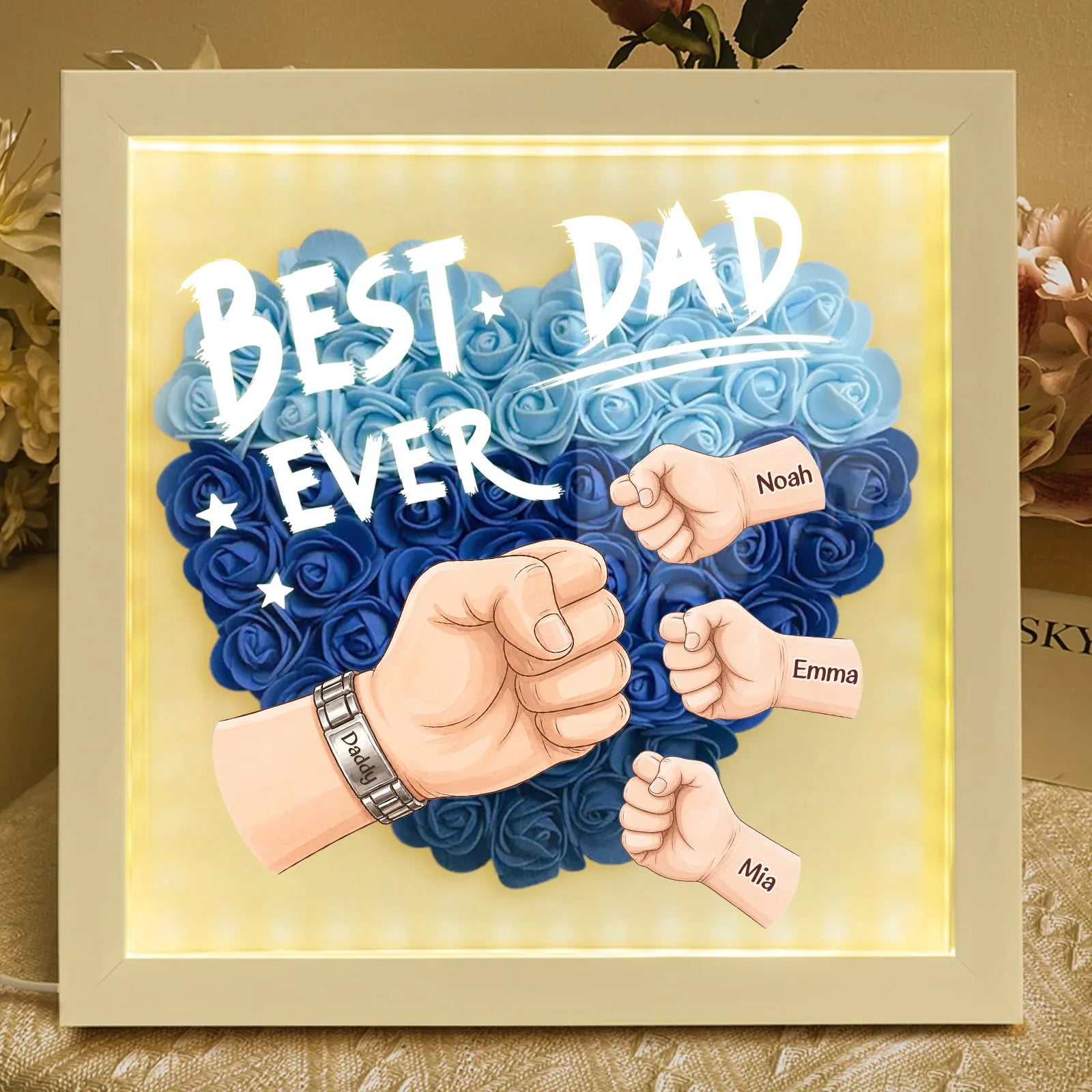 personalized-best-dad-ever-fist-bump-shadow-box-with-watch-strap-braided-cord-custom-fathers-day-gift-with-kids-names