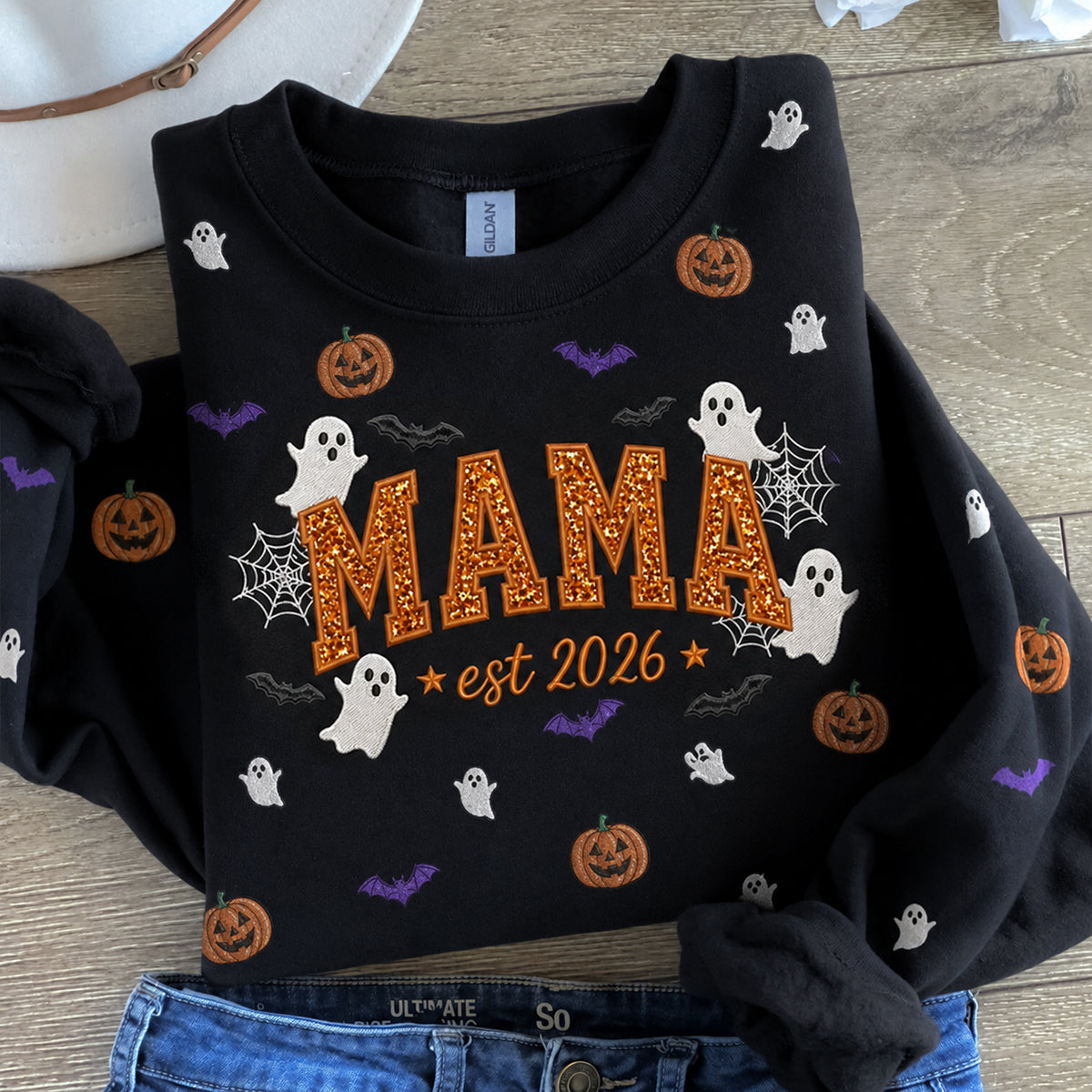 custom-sparkle-mama-halloween-sweatshirt-glitter-embroidered-ghost-pumpkin-pullover