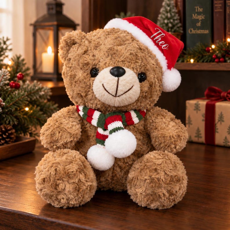 personalized-christmas-teddy-bear-with-custom-name-soft-plush-santa-bear-with-scarf-holiday-gift-for-kids-babies