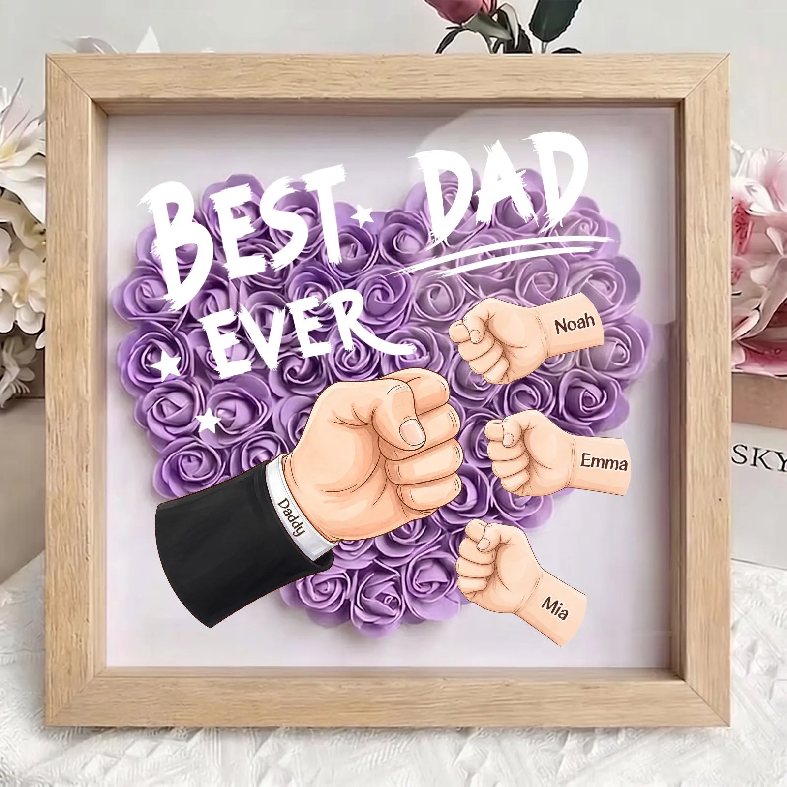 personalized-best-dad-ever-fist-bump-shadow-box-with-watch-strap-braided-cord-custom-fathers-day-gift-with-kids-names