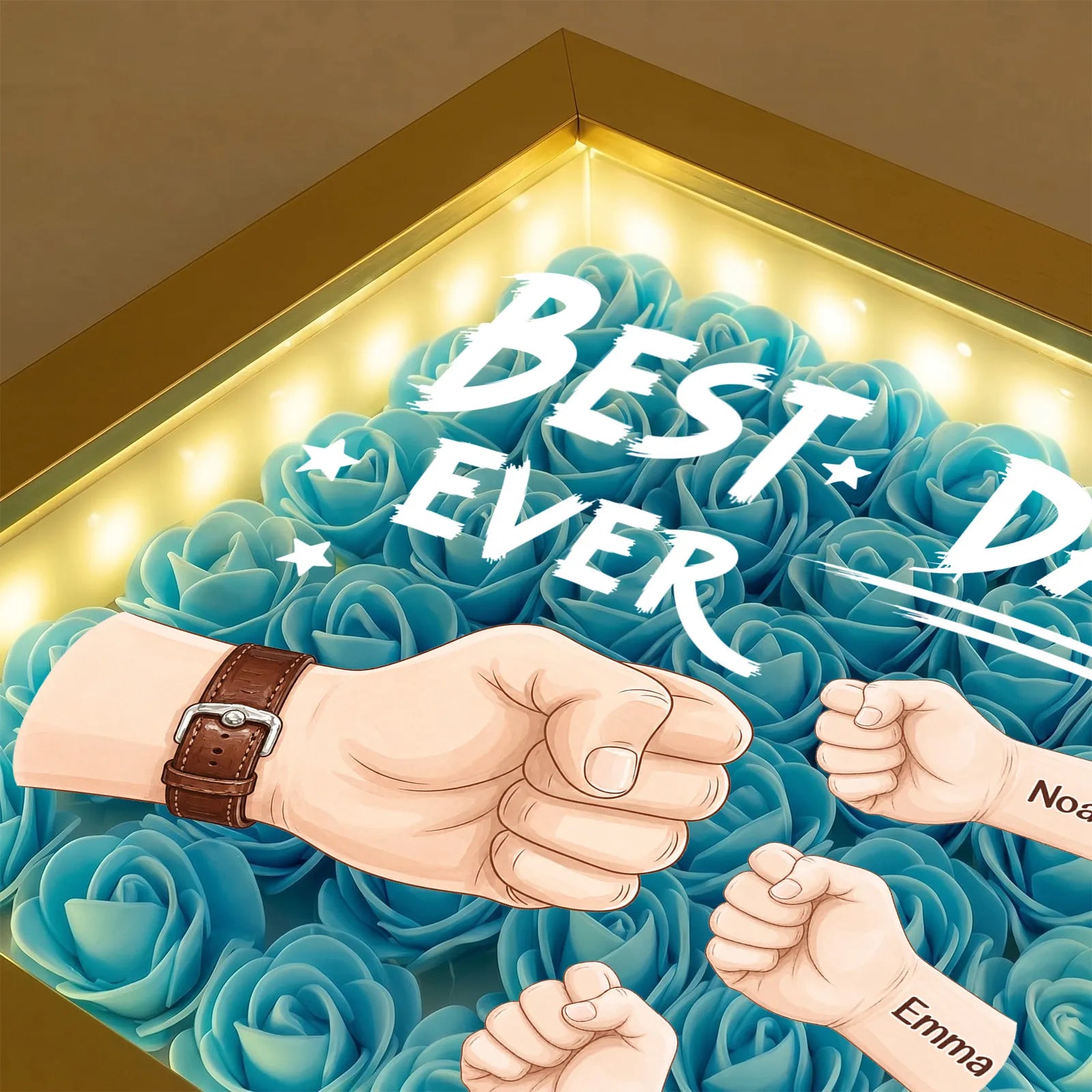 personalized-best-dad-ever-fist-bump-shadow-box-with-watch-strap-braided-cord-custom-fathers-day-gift-with-kids-names