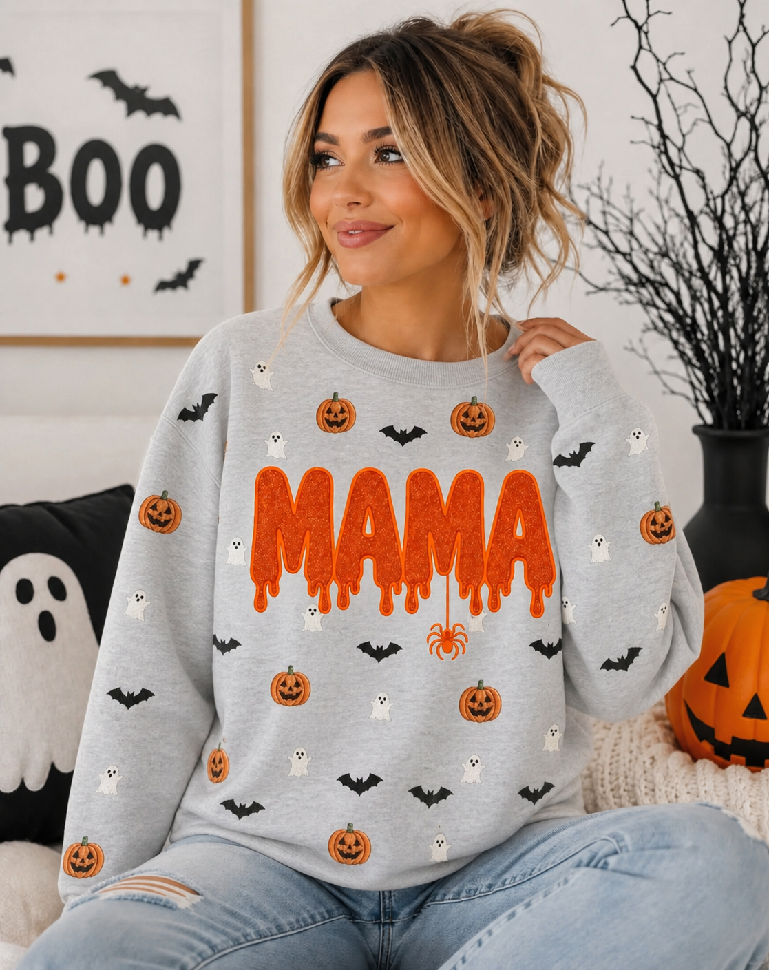 custom-halloween-glitter-letters-mama-drip-acid-pumpkin-ghost-pattern-sweatshirt