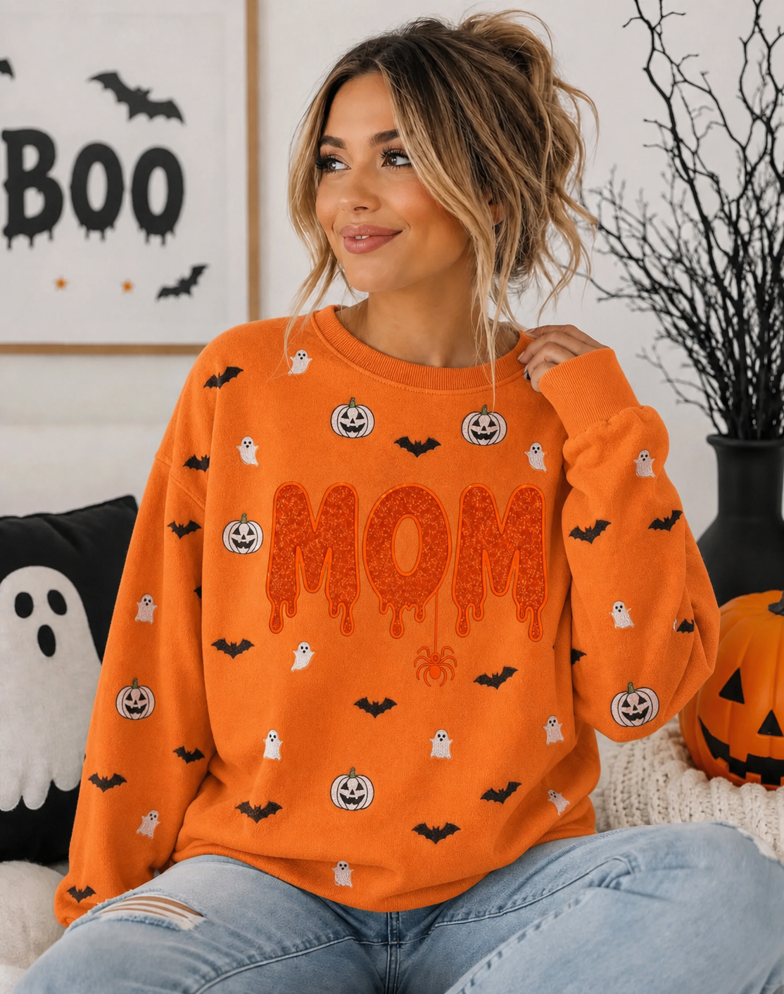 custom-halloween-glitter-letters-mama-drip-acid-pumpkin-ghost-pattern-sweatshirt