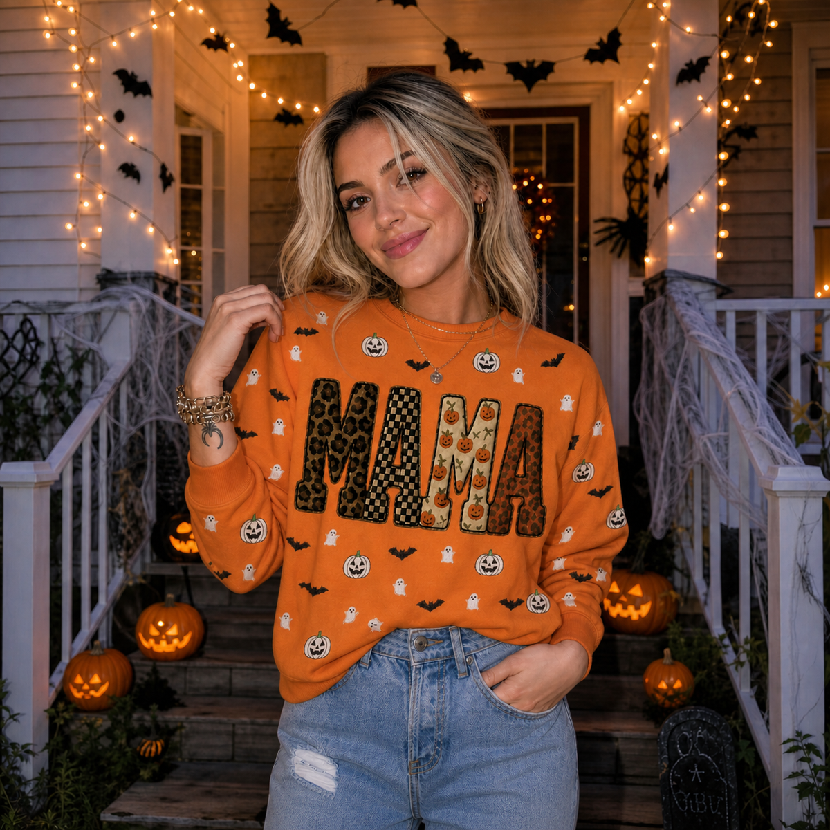 custom-halloween-patchwork-letters-clipart-pumpkin-leopard-checkered-pumpkin-ghost-pattern-sweatshirt