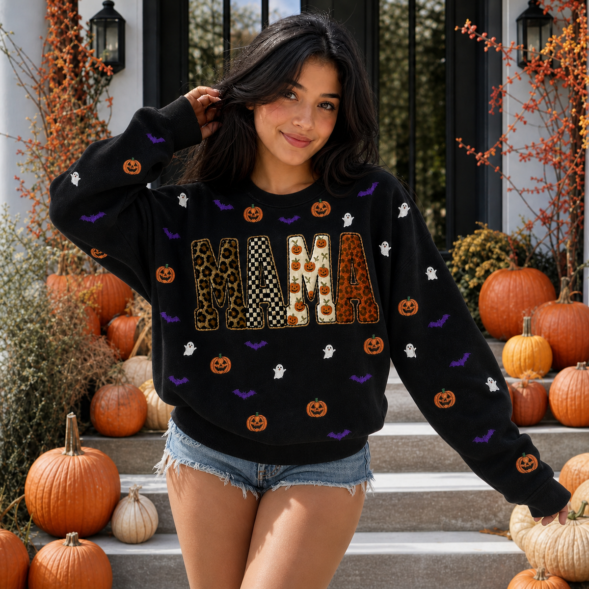 custom-halloween-patchwork-letters-clipart-pumpkin-leopard-checkered-pumpkin-ghost-pattern-sweatshirt