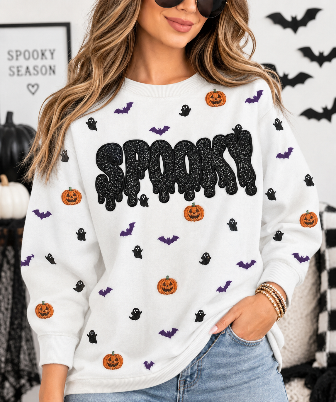 custom-halloween-glitter-letters-spooky-drip-acid-wash-embroidered-pumpkin-ghost-pattern-crewneck