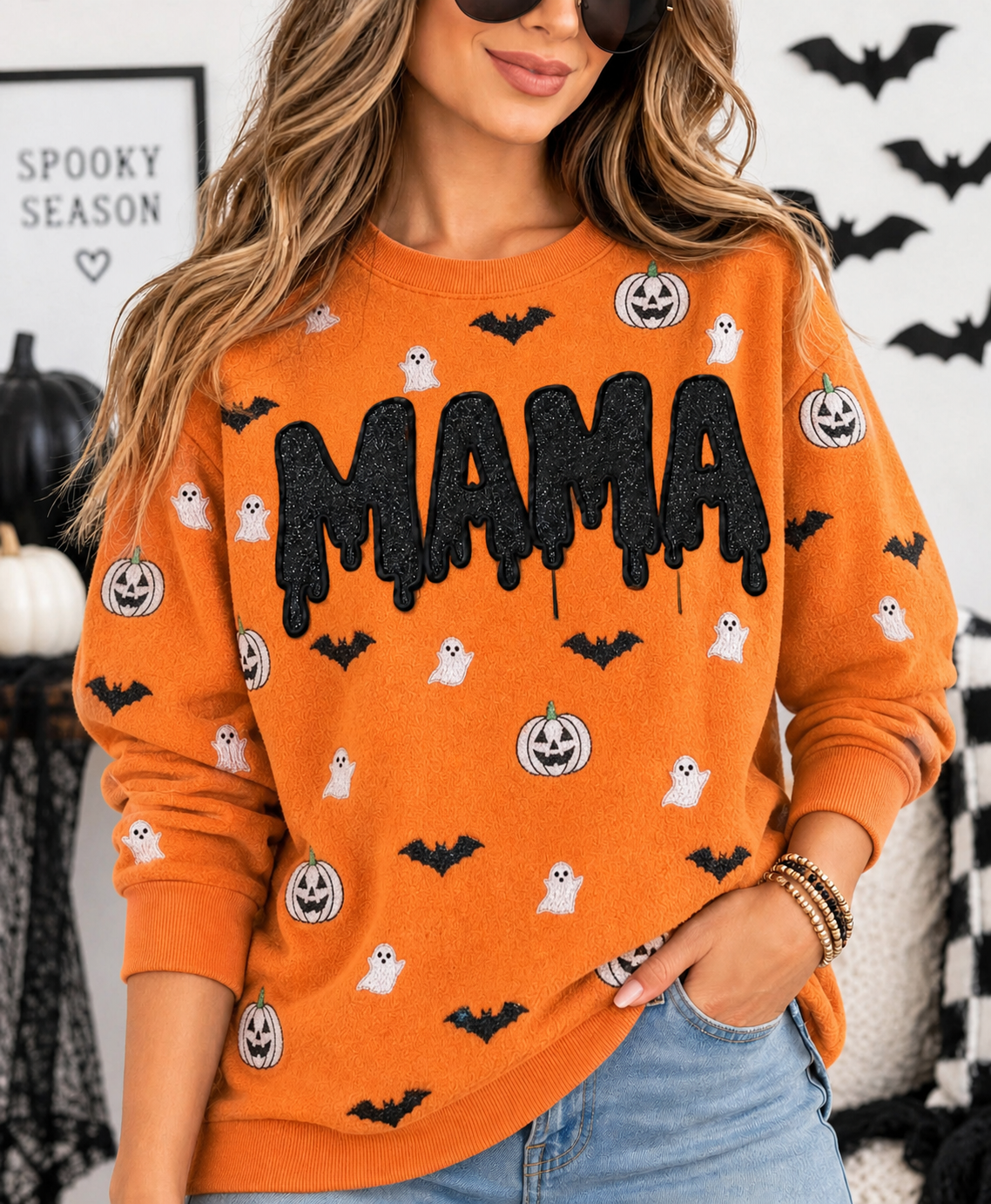 custom-halloween-glitter-letters-spooky-drip-acid-wash-embroidered-pumpkin-ghost-pattern-crewneck