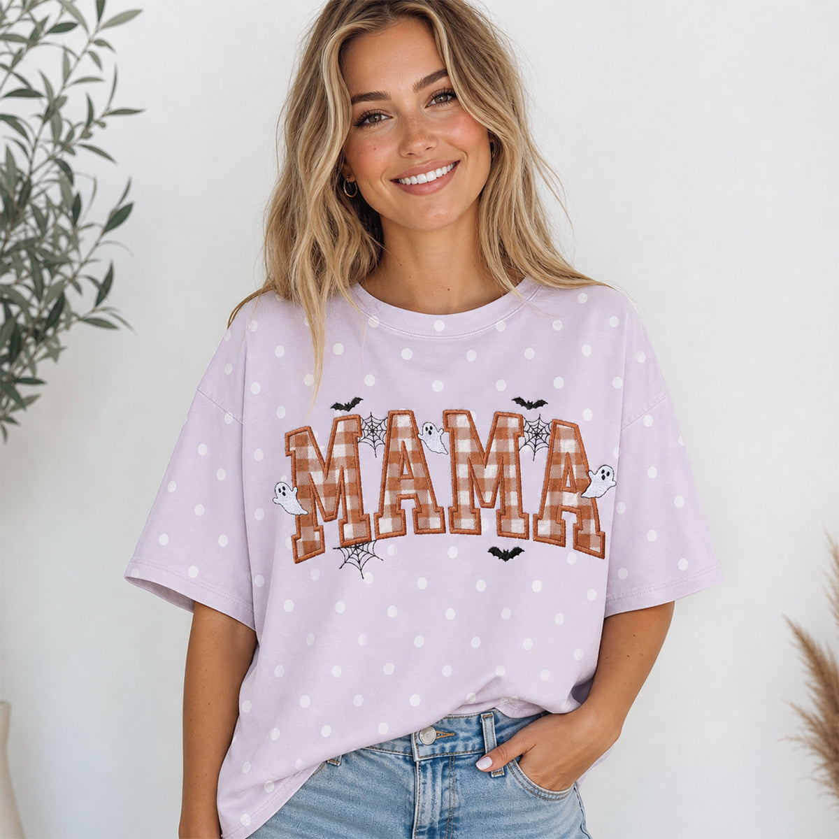 personalized-embroidered-halloween-polka-dot-sweatshirt-mama-dada-plaid-ghost-crewneck