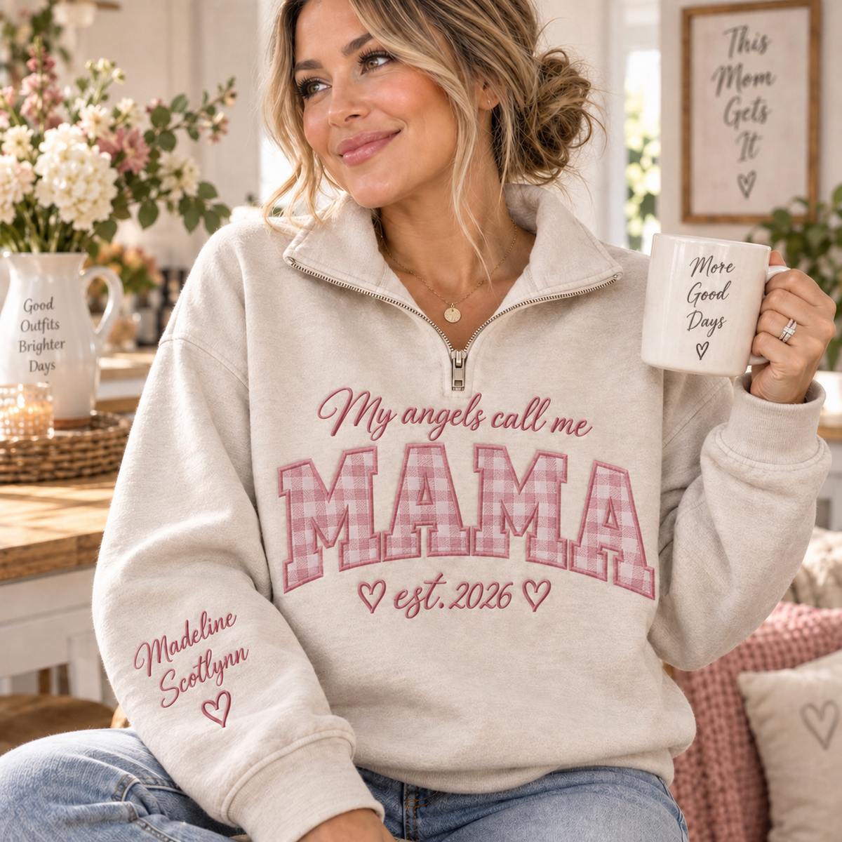 personalized-mama-daddy-quarter-zip-sweatshirt-custom-angel-calls-me-est-year-kids-name-embroidered-sleeve-matching-parent-gift