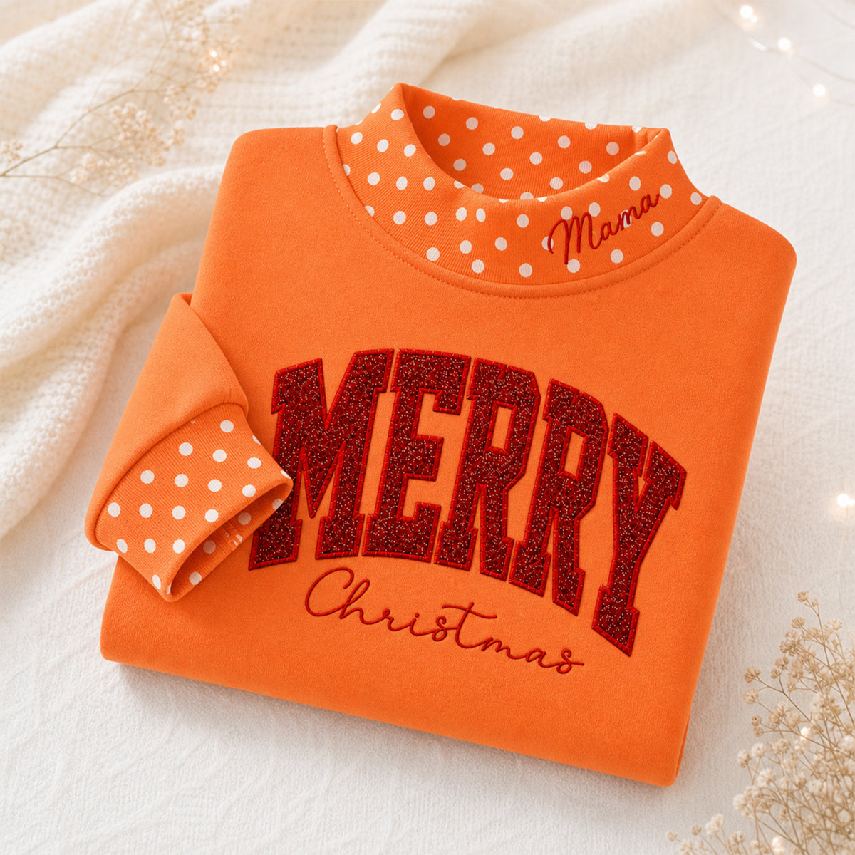 custom-merry-christmas-mock-neck-sweatshirt-with-polka-dot-trim-festive-glitter-embroidered-holiday-pullover