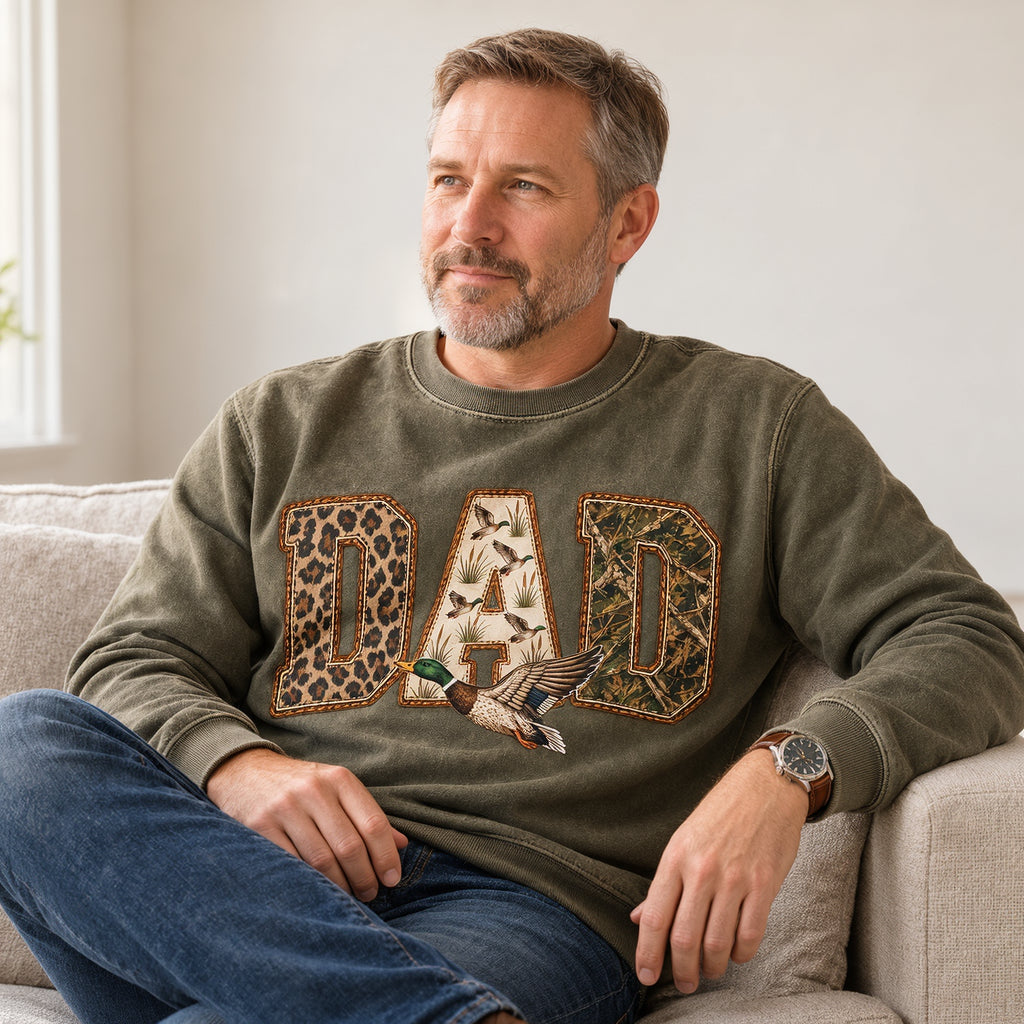 custom-duck-hunting-dad-vintage-wash-sweatshirt-camo-leopard-graphic-pullover