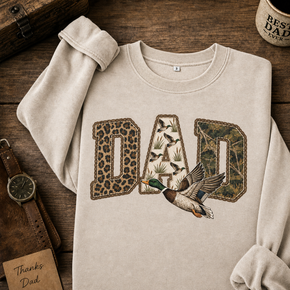 custom-duck-hunting-dad-vintage-wash-sweatshirt-camo-leopard-graphic-pullover