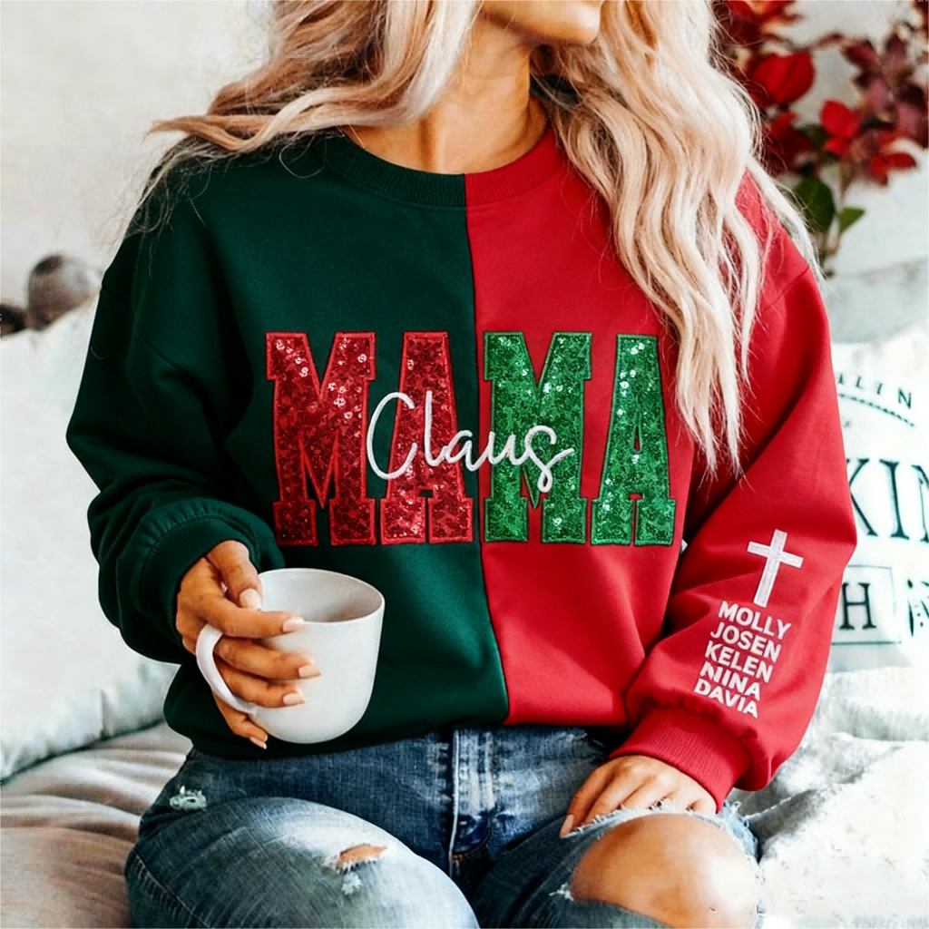 custom-two-tone-sequins-mama-sweatshirt-christmas-split-fashion-embroidered-hoodie