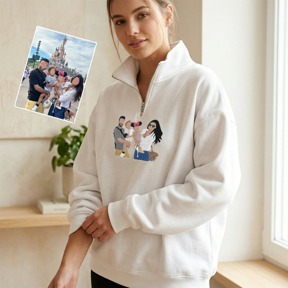 custom-family-portrait-from-photo-embroidered-quarter-zip-sweatshirt-mothers-day-gift