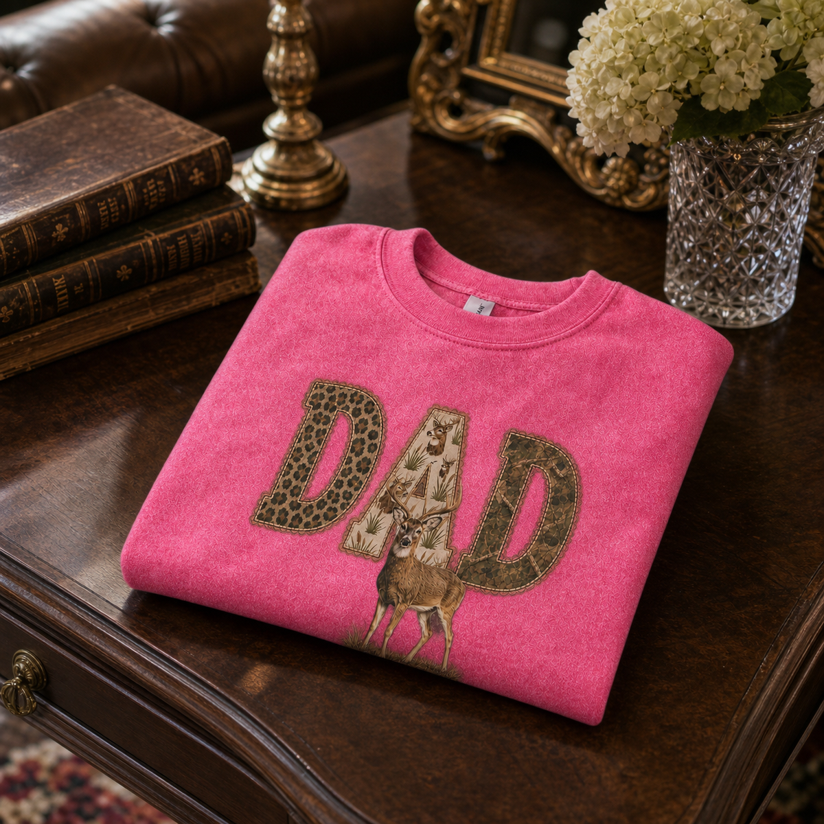 custom-deer-hunting-dad-sweatshirt-full-deer-graphic-vintage-wash-pullover-camo-leopard-print-personalized-gift-for-father