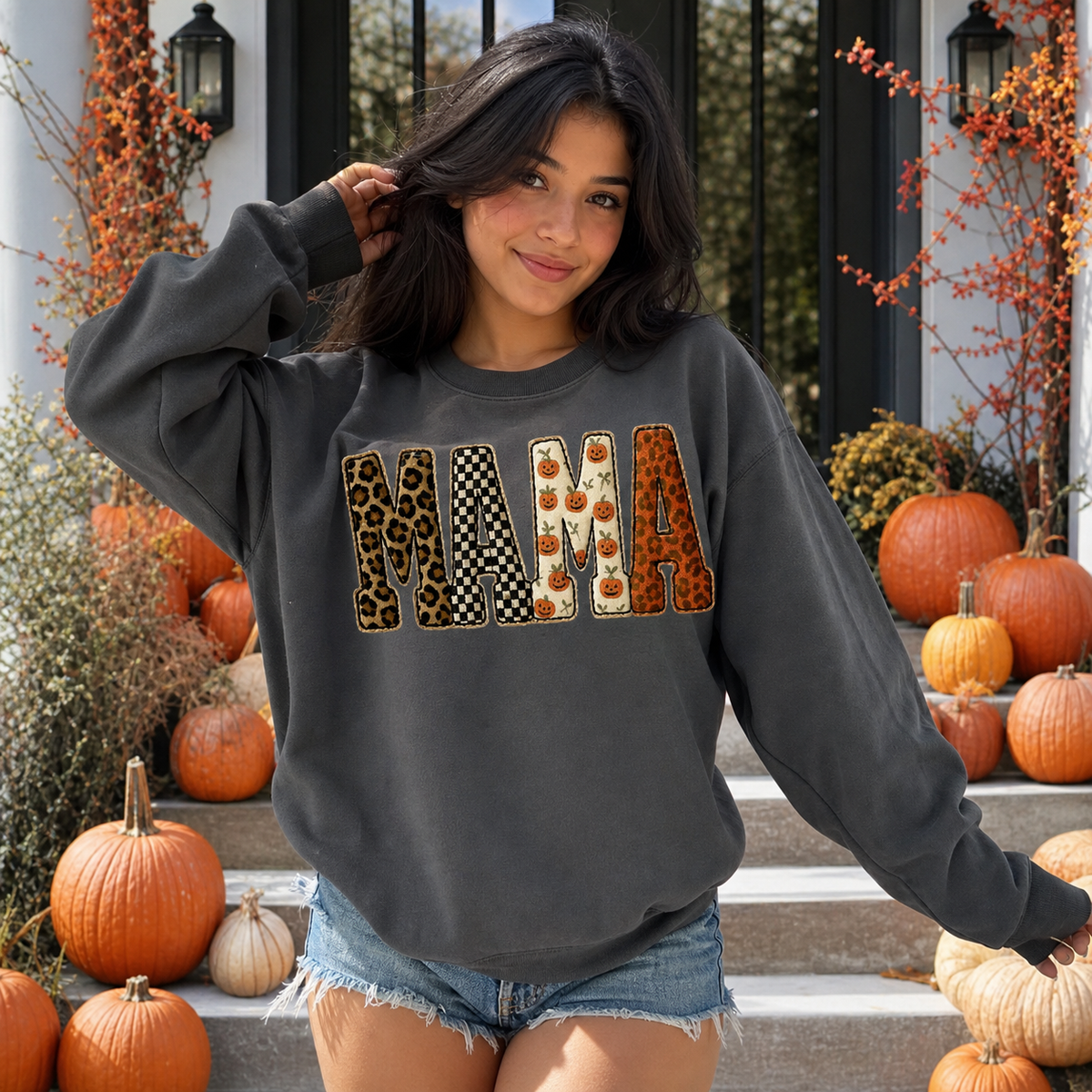 custom-halloween-patchwork-letters-clipart-pumpkin-leopard-checkered-cozy-autumn-sweatshirt