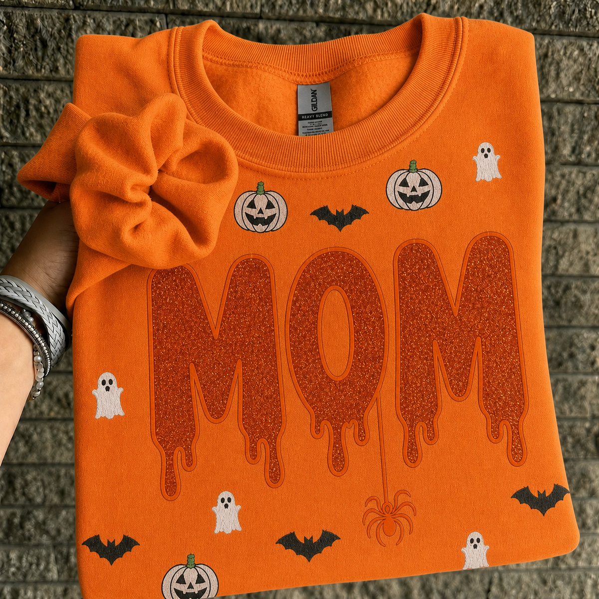 custom-halloween-glitter-letters-mama-drip-acid-pumpkin-ghost-pattern-sweatshirt