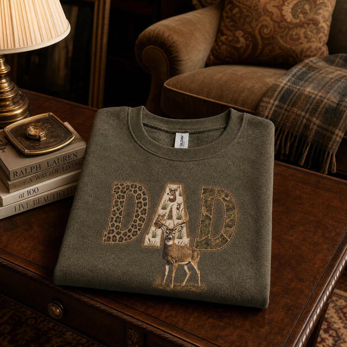 custom-deer-hunting-dad-sweatshirt-full-deer-graphic-vintage-wash-pullover-camo-leopard-print-personalized-gift-for-father